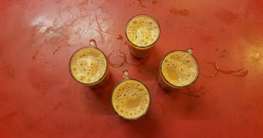 Glasses of teh tarik at a Malaysian mamak stall — Malaysia's most popular drink contains up to 39g of sugar per cup