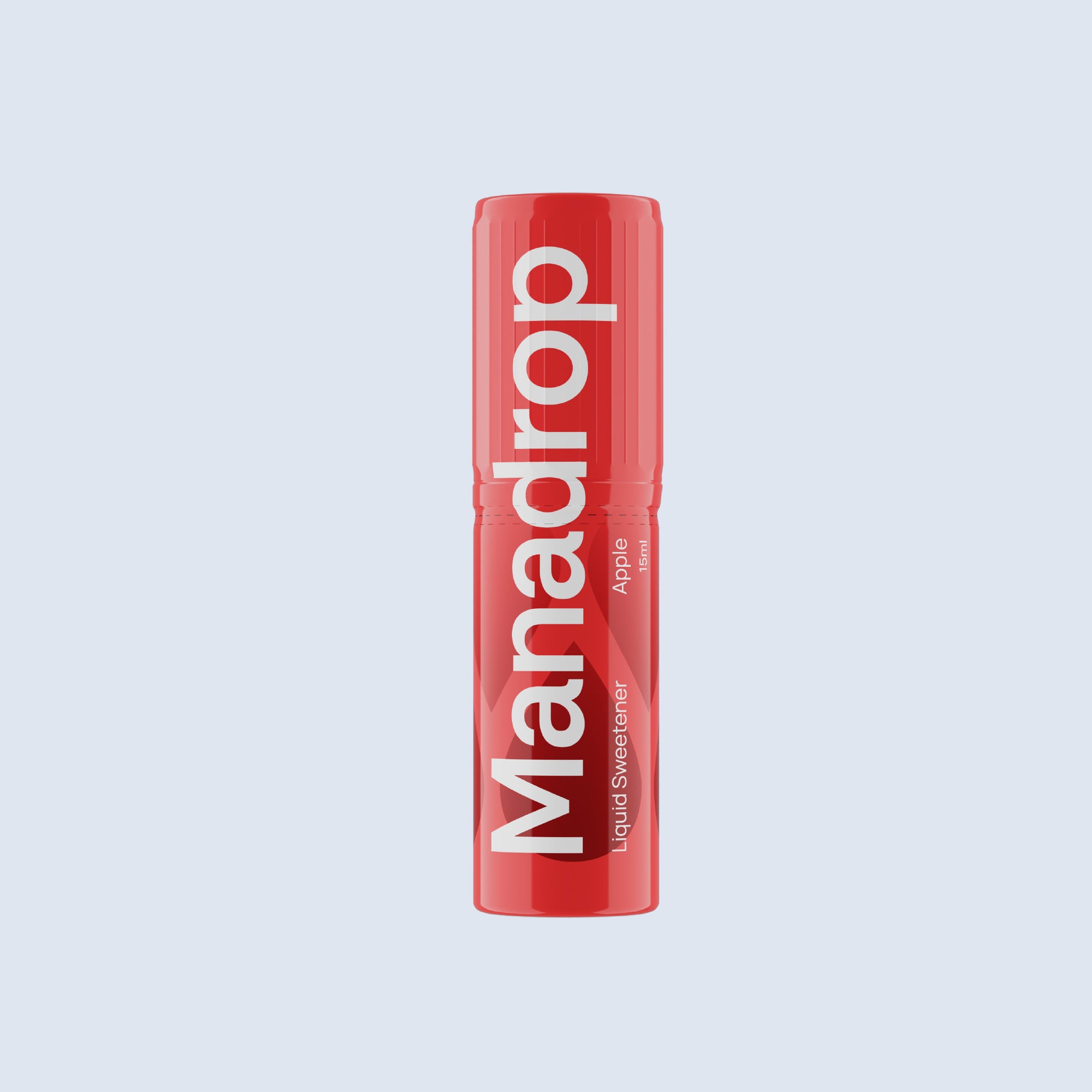 Manadrop apple flavour liquid sweetener bottle on a light gray background