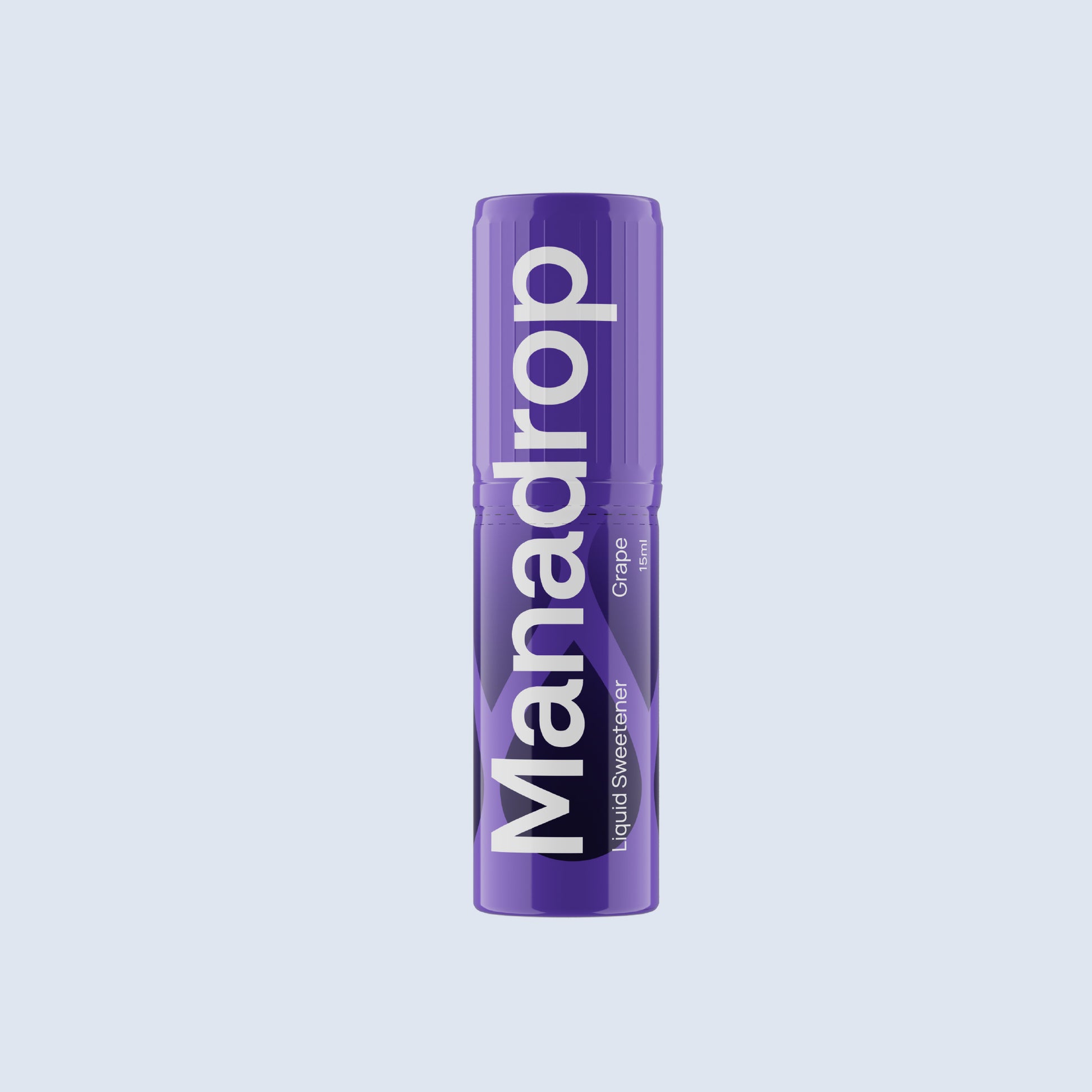 Manadrop grape flavour liquid sweetener bottle on a light gray background