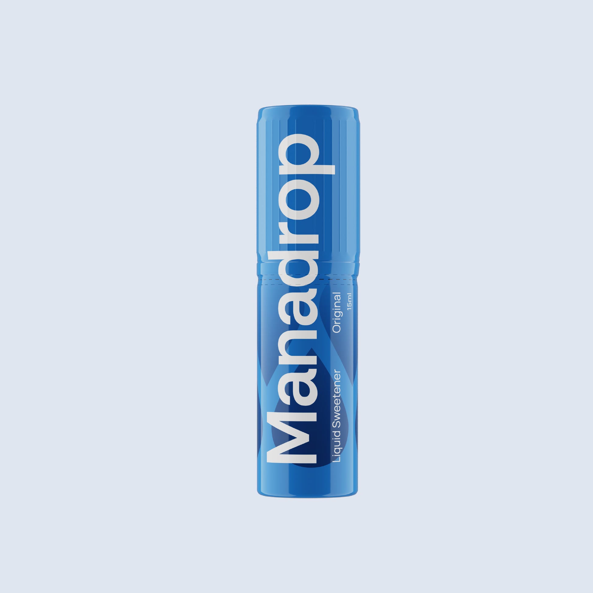 Manadrop original flavour liquid sweetener bottle on a light gray background